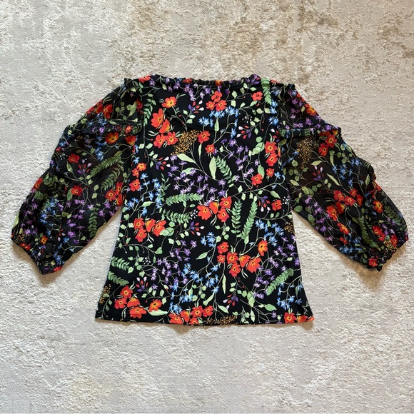 Maeve By Anthropologie Jacques Floral Puff Sleeve Peasant Blouse Size Small - Picture 10 of 12